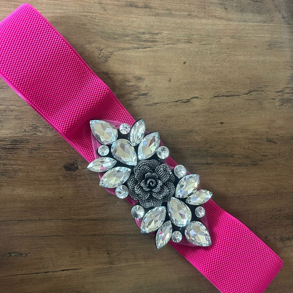 Source Unknown Pink Belt with Crystal Embellishment